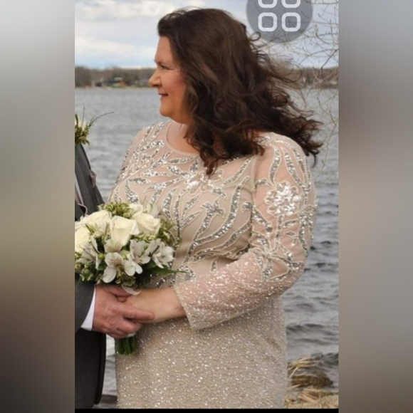 Elegant Beaded Long Sleeve Gown - Picture 4 of 4